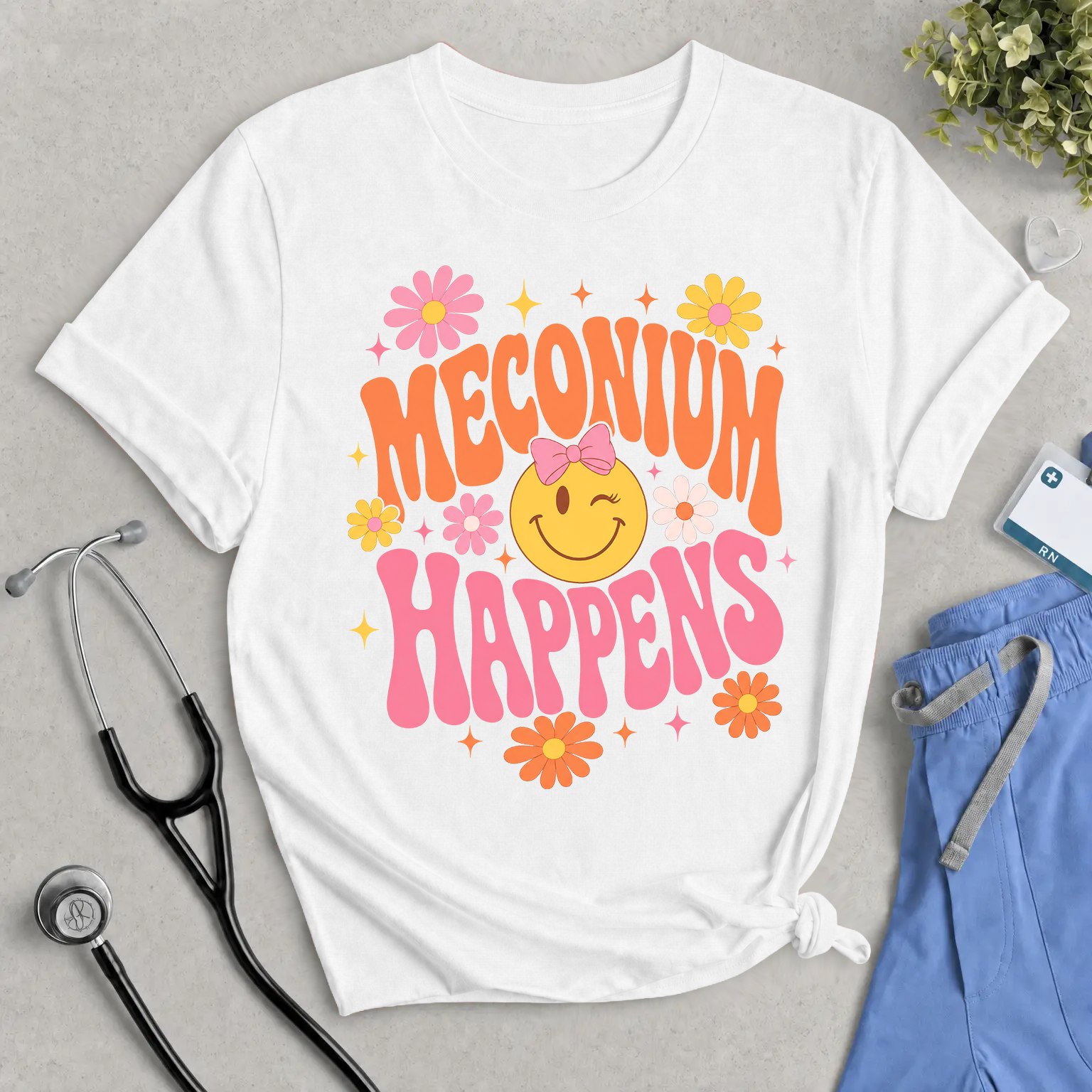 Meconium Happens T-Shirt — Cute Retro Baby Humor Tee