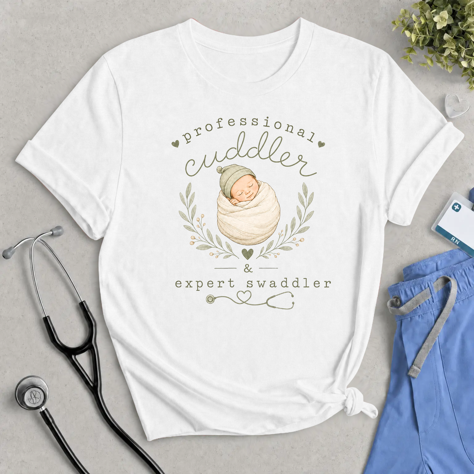 Professional Cuddler & Expert Swaddler - Labor and Delivery Nurse T-Shirt