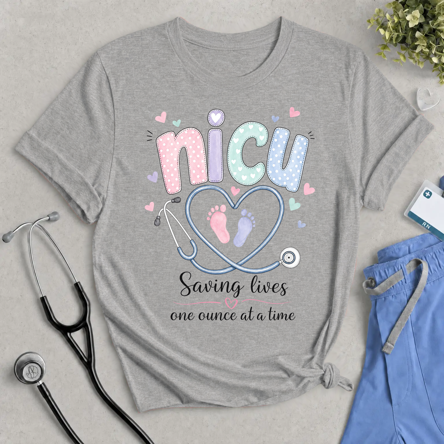 NICU Nurse Tee — "Saving Lives One Ounce at a Time"