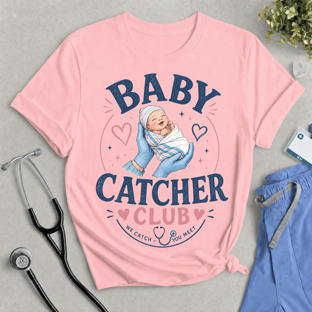 Baby Catcher Club T-Shirt – Midwife & Delivery Nurse Tee