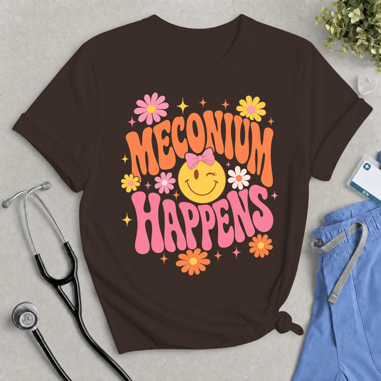 Meconium Happens T-Shirt — Cute Retro Baby Humor Tee