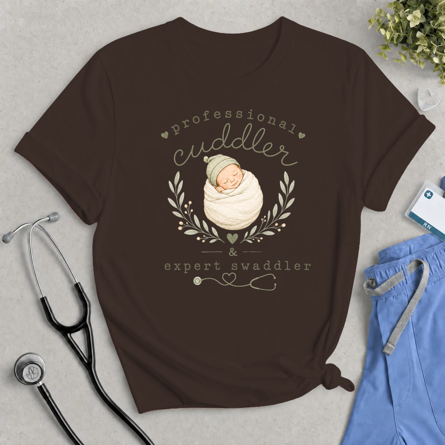 Professional Cuddler & Expert Swaddler - Labor and Delivery Nurse T-Shirt