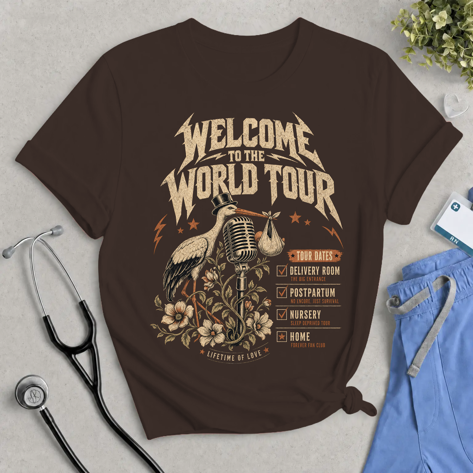 Welcome to the World Tour Nurse Shirt | Vintage Rock Labor and Delivery, NICU, Midwife Tee