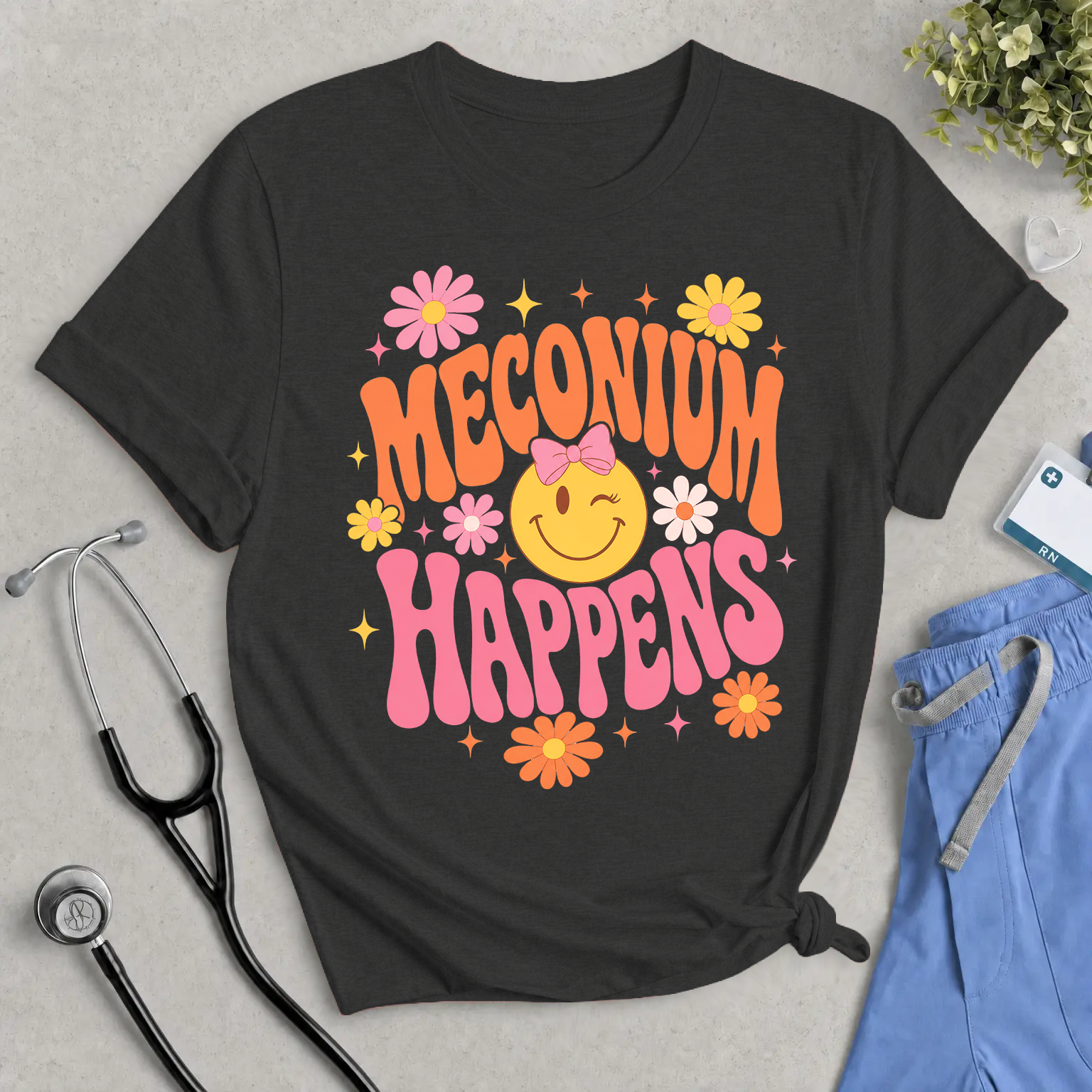 Meconium Happens T-Shirt — Cute Retro Baby Humor Tee