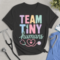 Team Tiny Humans T-Shirt — Pastel Baby Nurse Stethoscope Tee