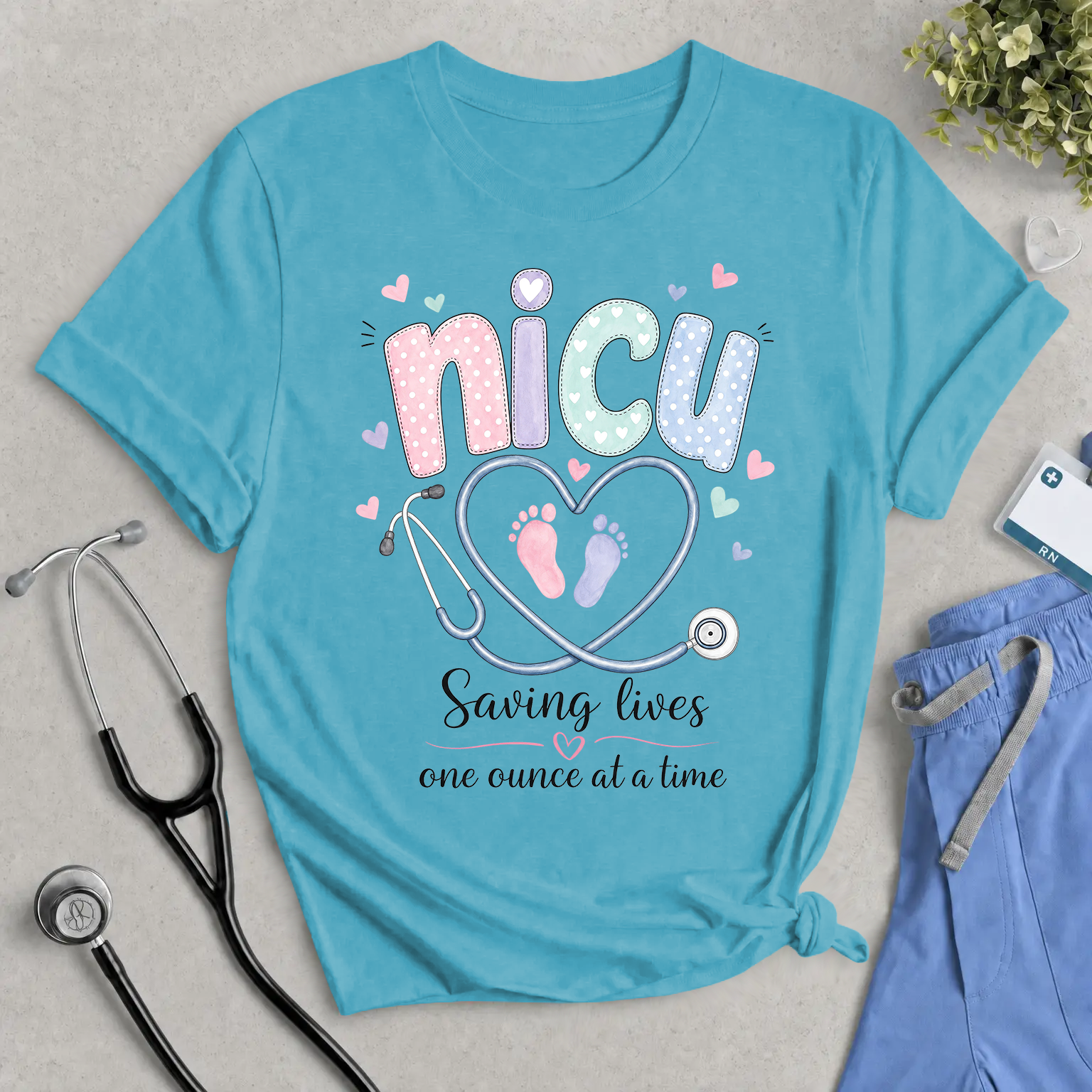 NICU Nurse Tee — "Saving Lives One Ounce at a Time"