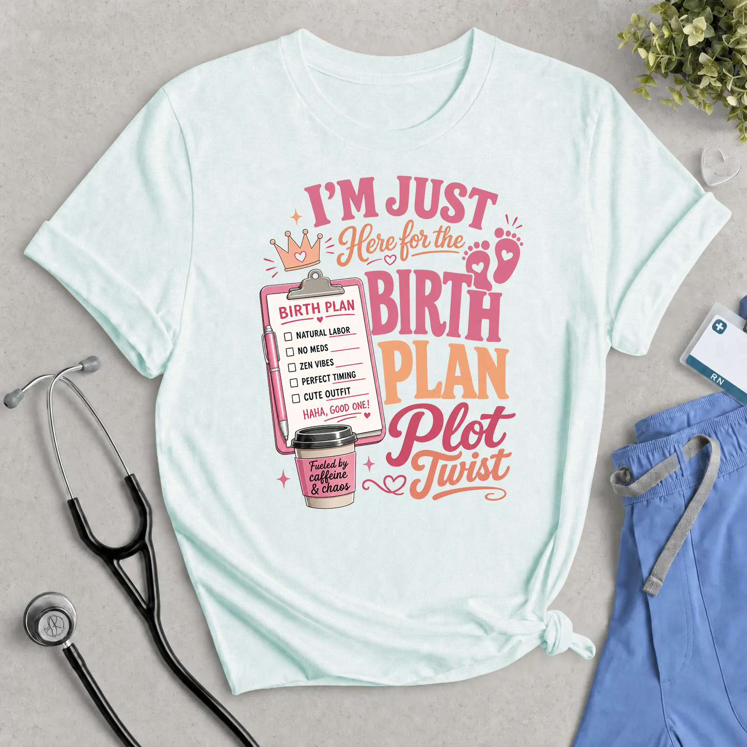 Birth Plan Plot Twist T-Shirt — Funny Pregnancy Announcement Tee