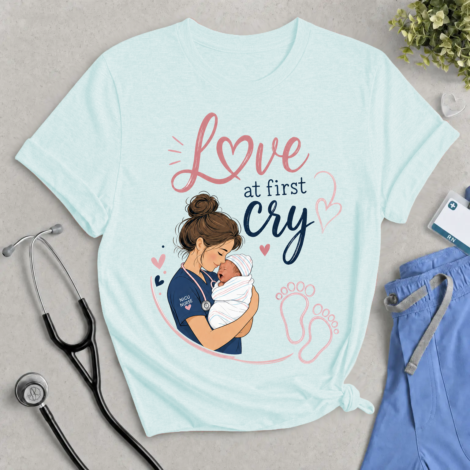 Love at First Cry Baby NICU Nurse T-Shirt