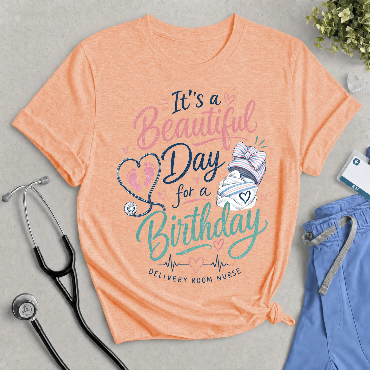 Birthday Nurse T‑Shirt — "It's a Beautiful Day for a Birthday" Delivery Room Tee