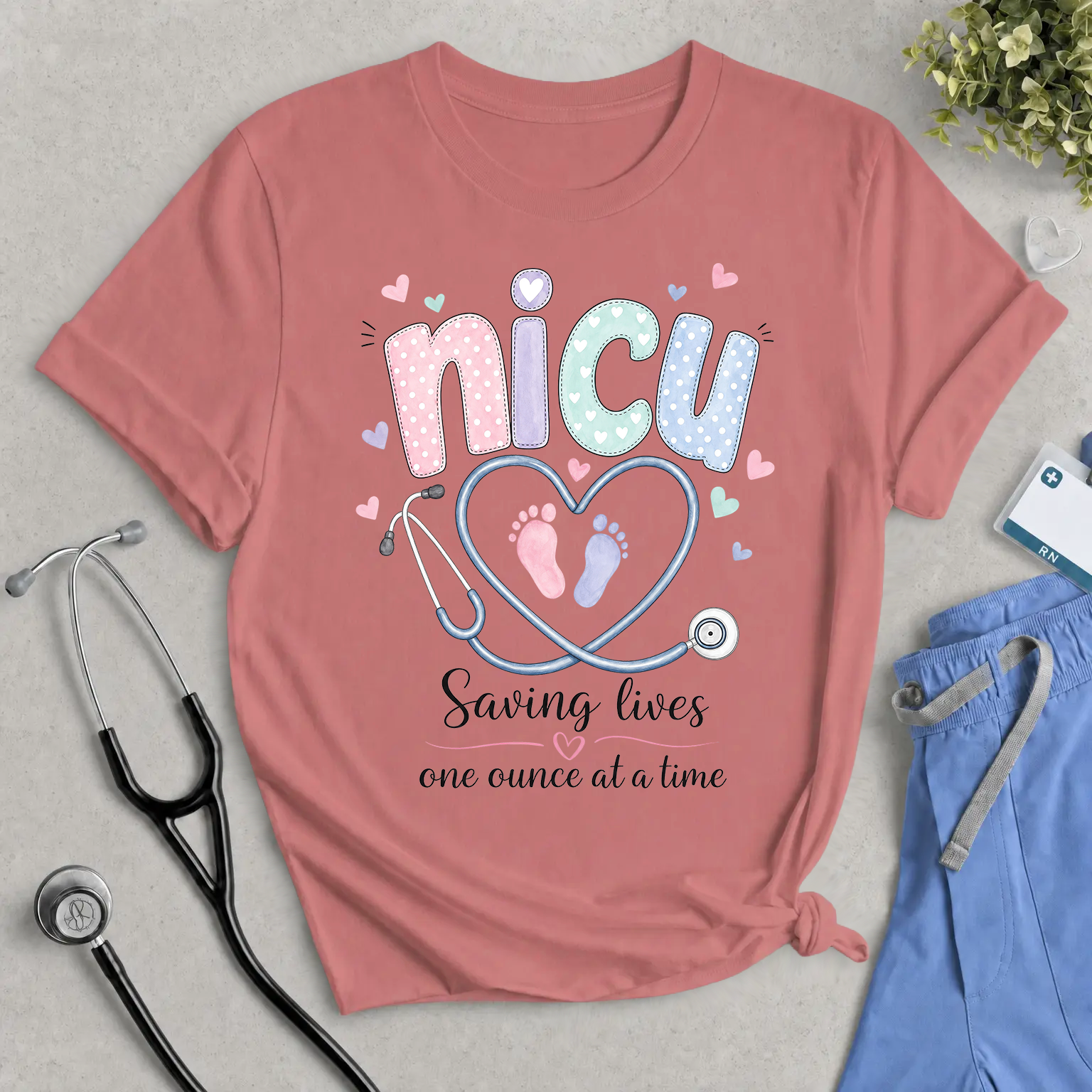 NICU Nurse Tee — "Saving Lives One Ounce at a Time"