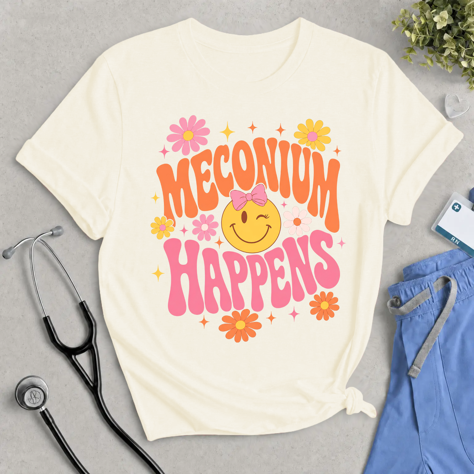 Meconium Happens T-Shirt — Cute Retro Baby Humor Tee
