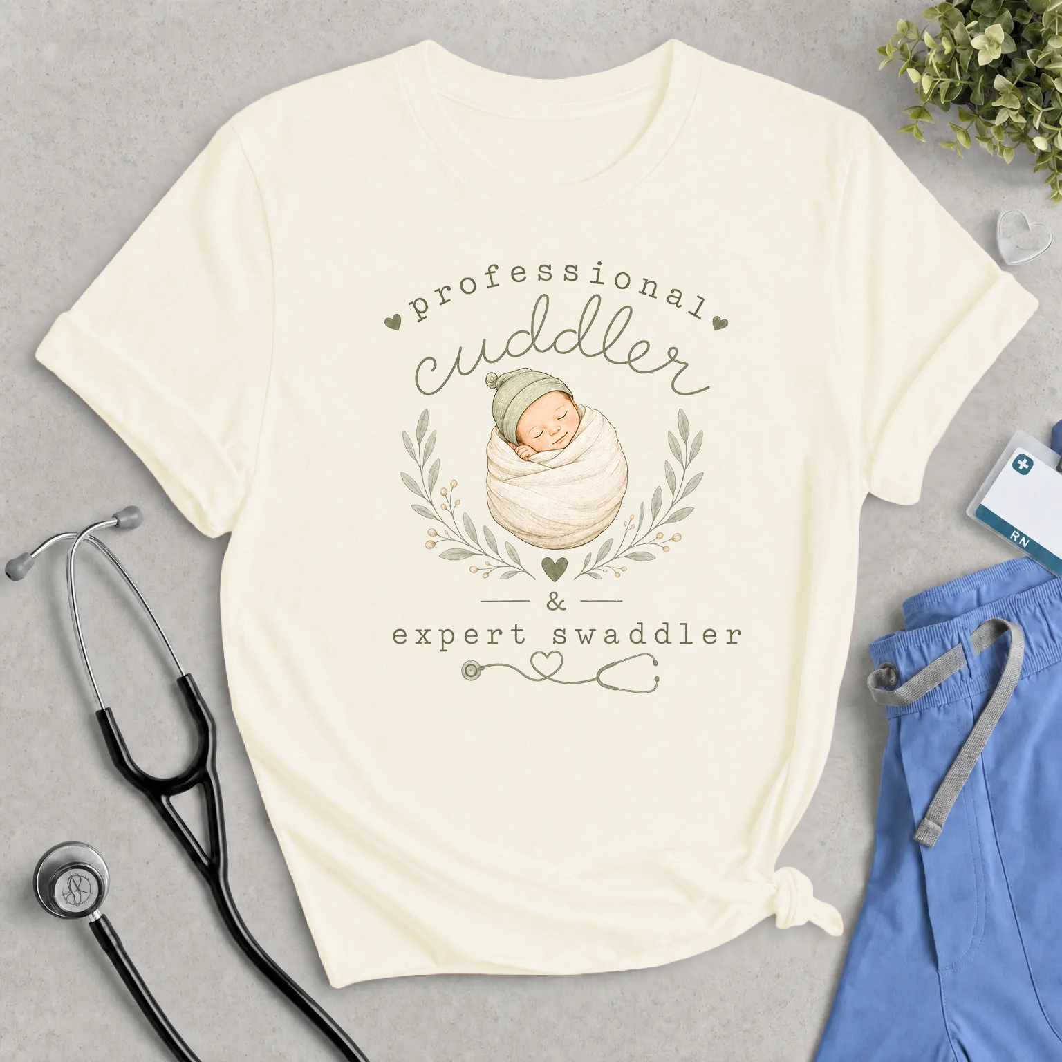 Professional Cuddler & Expert Swaddler - Labor and Delivery Nurse T-Shirt