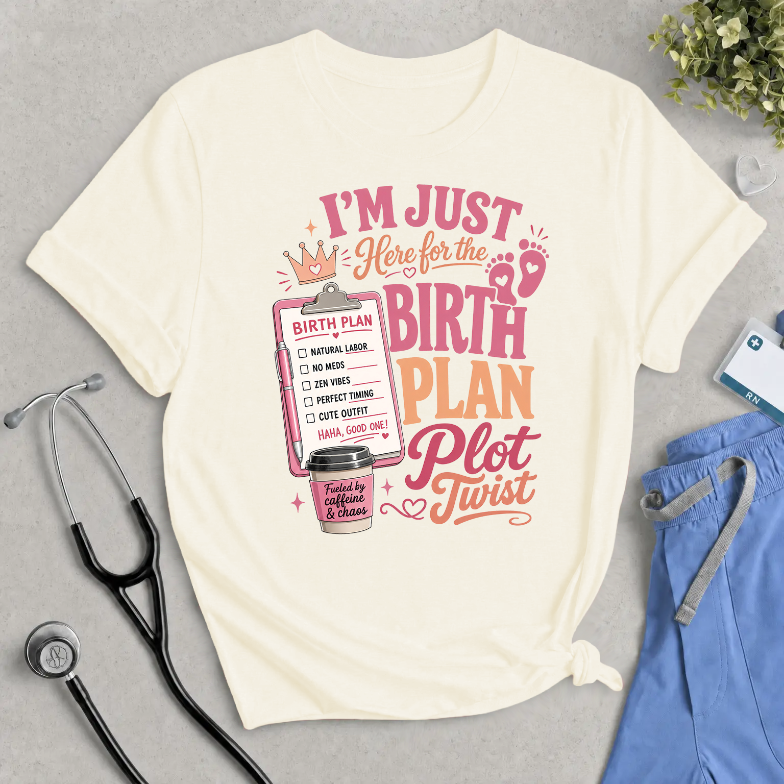 Birth Plan Plot Twist T-Shirt — Funny Pregnancy Announcement Tee