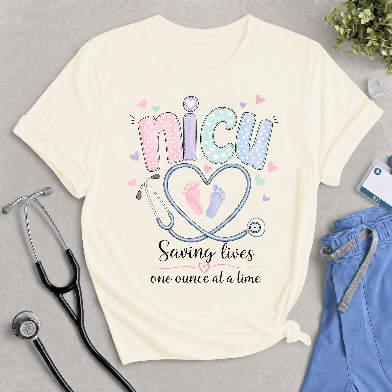 NICU Nurse Tee — "Saving Lives One Ounce at a Time"