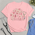 NICU Nurse Faux Patchwork T‑Shirt — Cute Pink Neonatal Nurse Tee