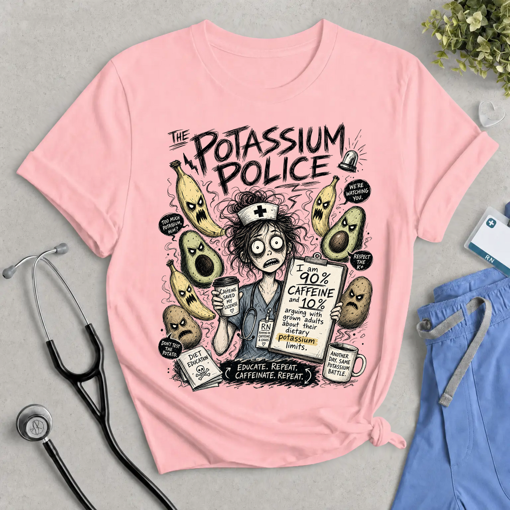 The Potassium Police T-Shirt - Funny Dialysis & Renal Nurse Tee