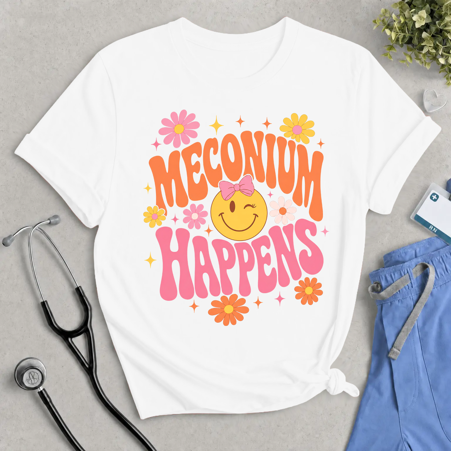 Meconium Happens T-Shirt — Cute Retro Baby Humor Tee