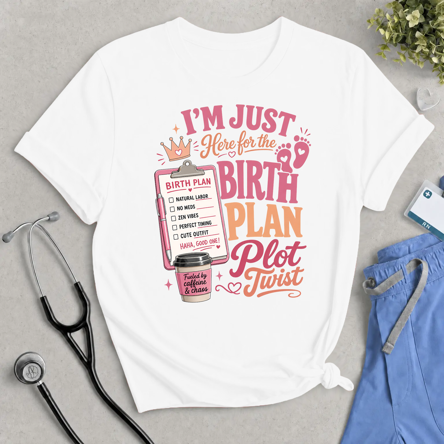 Birth Plan Plot Twist T-Shirt — Funny Pregnancy Announcement Tee