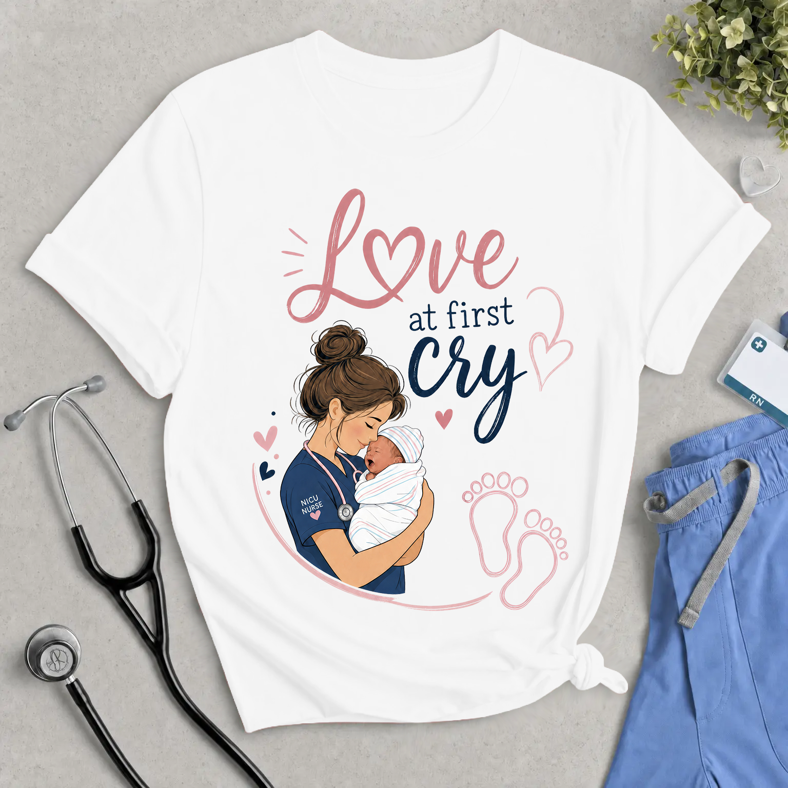Love at First Cry Baby NICU Nurse T-Shirt