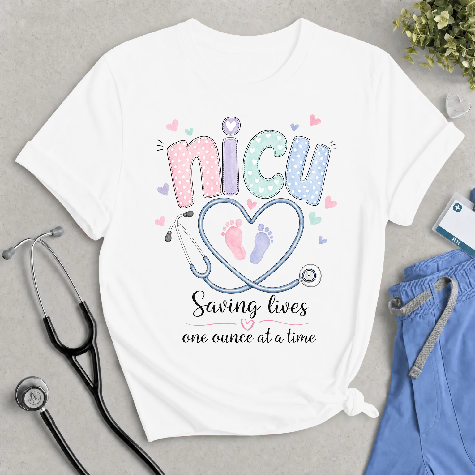 NICU Nurse Tee — "Saving Lives One Ounce at a Time"