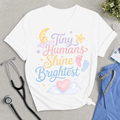 Tiny Humans Shine Brightest T-Shirt - Pastel Watercolor NICU, L&D, & Maternity Nurse Tee